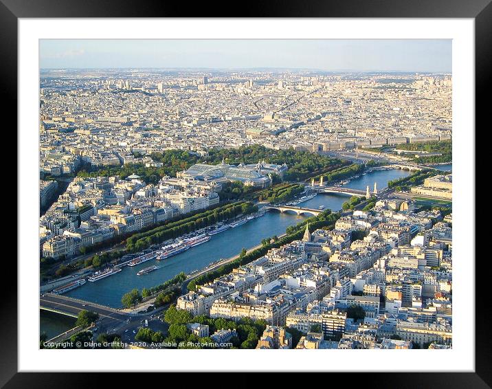 View of Paris, The Seine river, from the Eiffel To Framed Mounted Print by Diane Griffiths