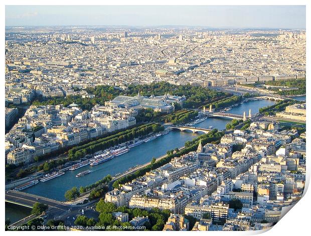 View of Paris, The Seine river, from the Eiffel To Print by Diane Griffiths