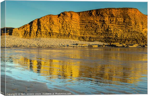 Limestone Cliffs Dunraven Bay in the Evening Canvas Print by Nick Jenkins