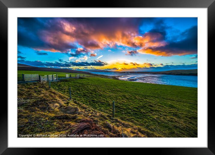 Sunset at St Ninian's isle Shetland Framed Mounted Print by Richard Ashbee