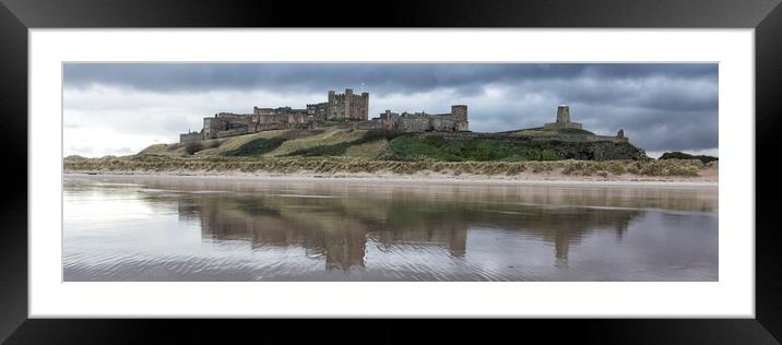 Bamburgh Castle Panoramic Framed Mounted Print by Northeast Images
