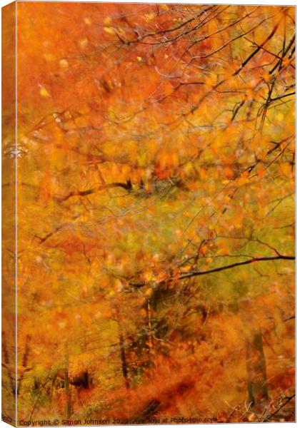 Impressionist image of Broadway Woods Canvas Print by Simon Johnson