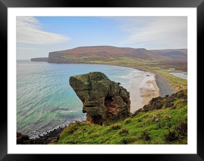 Rock over Rackwick Bay Framed Mounted Print by Myles Campbell