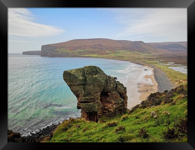 Rock over Rackwick Bay Framed Print by Myles Campbell