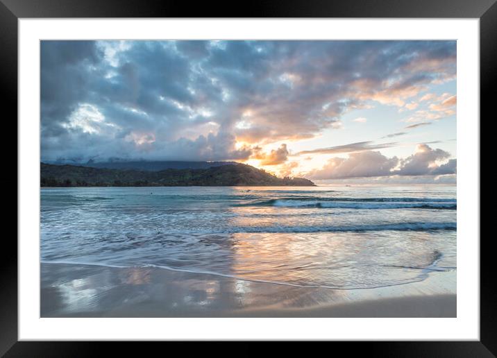 Sunset at Hanalei Bay, No. 1 Framed Mounted Print by Belinda Greb