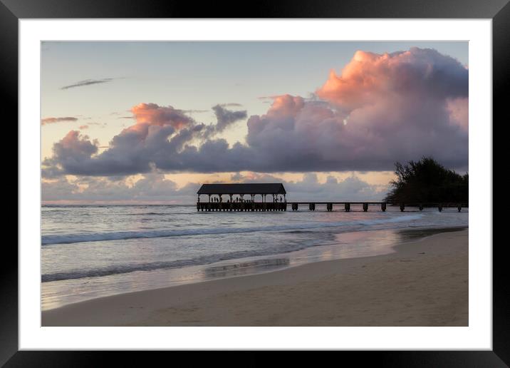 Hanalei Pier at Sunset Framed Mounted Print by Belinda Greb