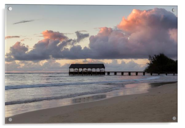 Hanalei Pier at Sunset Acrylic by Belinda Greb