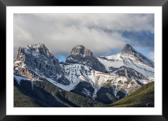 Closer View of The Three Sisters - Canadian Rockies Framed Mounted Print by Belinda Greb