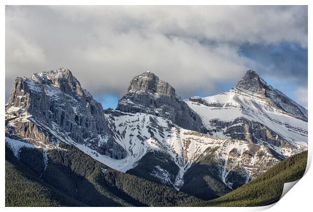 Closer View of The Three Sisters - Canadian Rockies Print by Belinda Greb