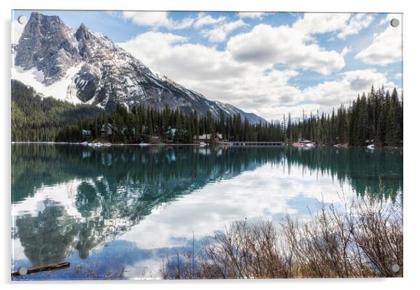 A Mountain, a Lake and a Lodge Acrylic by Belinda Greb