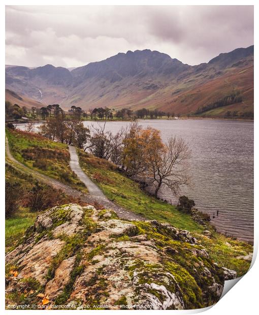 Autumn at Buttermere Print by Gary Clarricoates