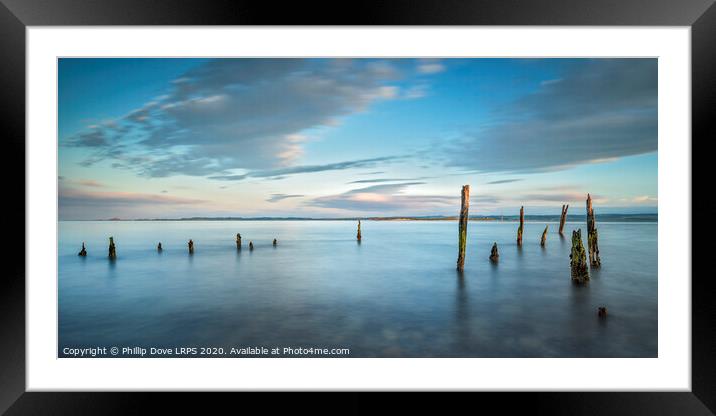 Lindisfarne Jetty Timbers Framed Mounted Print by Phillip Dove LRPS