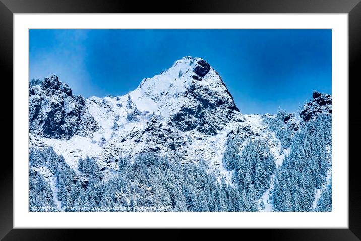 Snow Covered Mount Si Peak Snow North Bend Washington Framed Mounted Print by William Perry