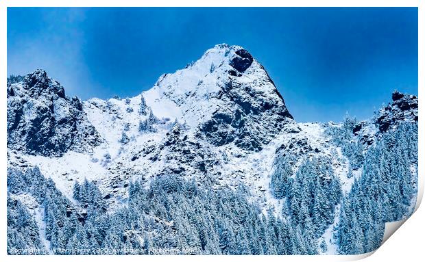 Snow Covered Mount Si Peak Snow North Bend Washington Print by William Perry