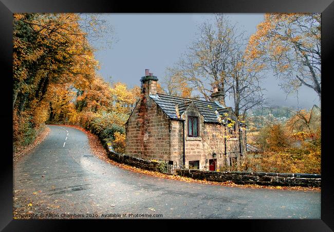 Autumn Day Cottage in Ashover Framed Print by Alison Chambers