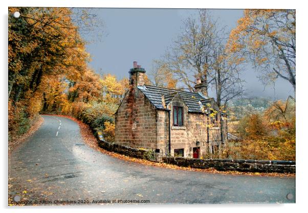 Autumn Day Cottage in Ashover Acrylic by Alison Chambers