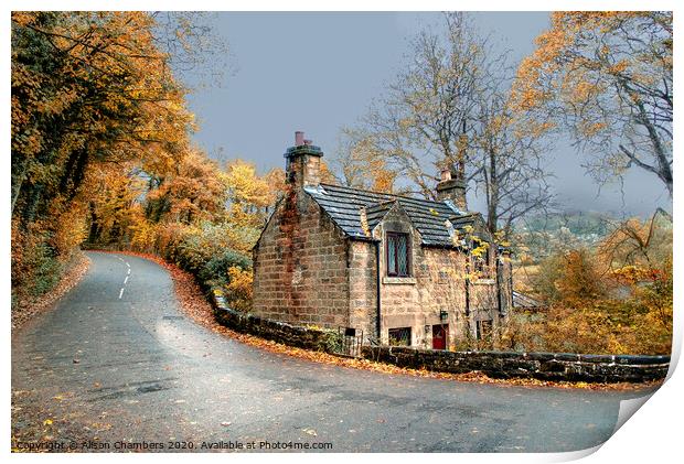 Autumn Day Cottage in Ashover Print by Alison Chambers