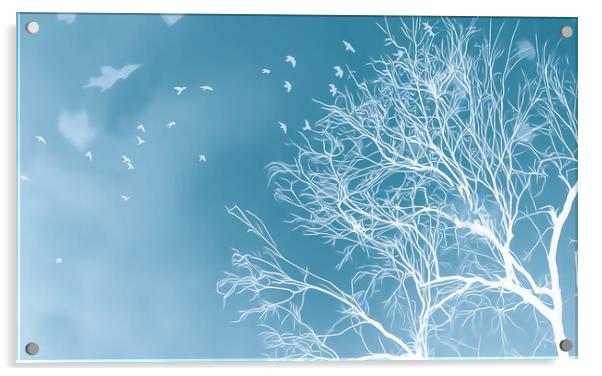 Winters Mystical Tree Acrylic by Beryl Curran