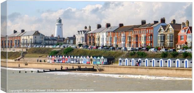 Southwold Promenade panoramic Canvas Print by Diana Mower