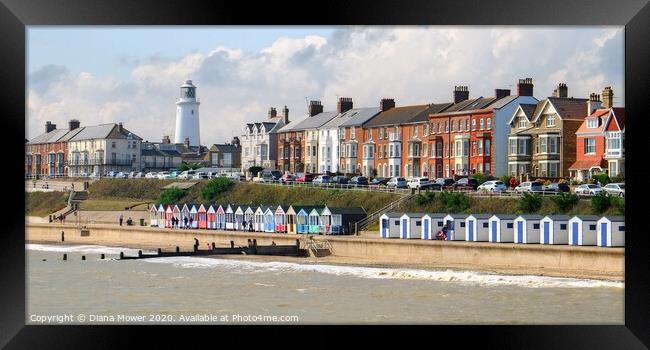 Southwold Promenade panoramic Framed Print by Diana Mower