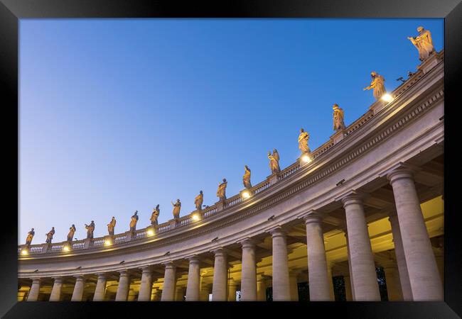 Vatican Colonnade At Dusk Framed Print by Artur Bogacki