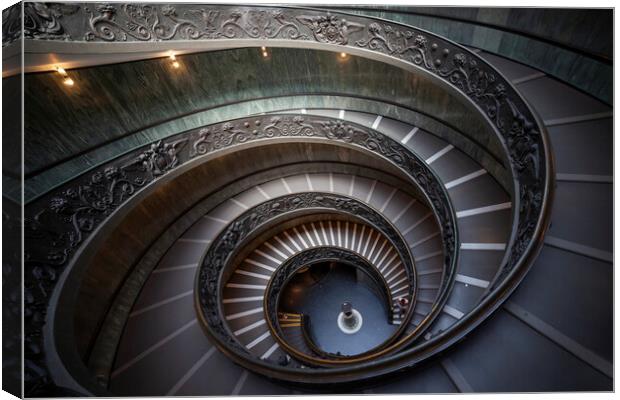 Bramante Staircase In Vatican Canvas Print by Artur Bogacki