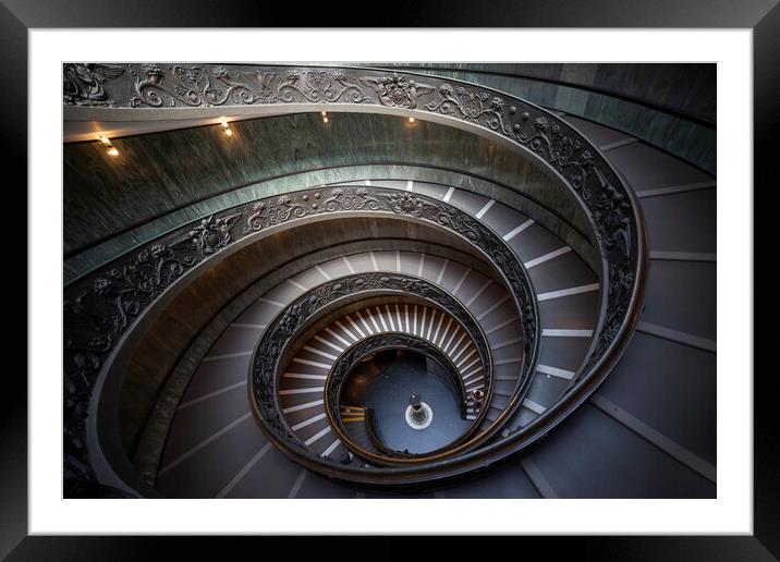 Bramante Staircase In Vatican Framed Mounted Print by Artur Bogacki