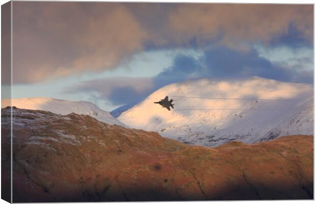 RAF Fighter Plane over the Langdale Pike in the La Canvas Print by MIKE HUTTON
