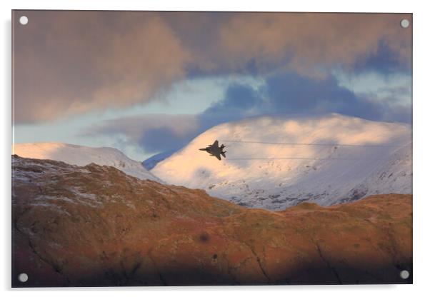 RAF Fighter Plane over the Langdale Pike in the La Acrylic by MIKE HUTTON