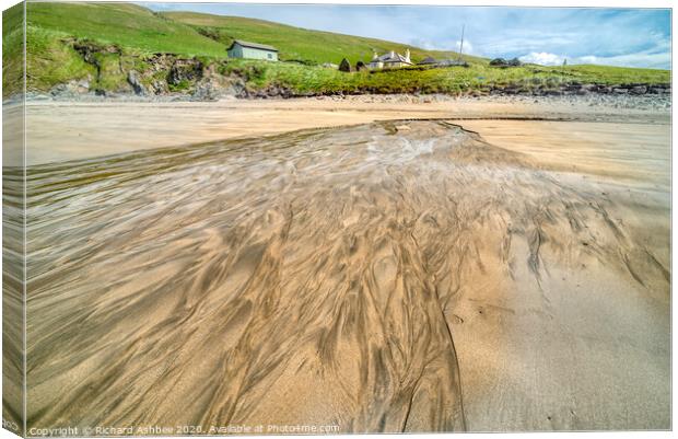 Patterns in the Sand , Maywick Shetland Canvas Print by Richard Ashbee