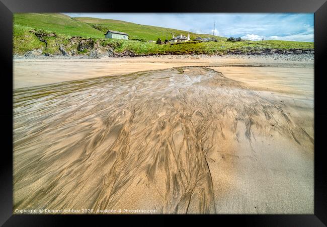 Patterns in the Sand , Maywick Shetland Framed Print by Richard Ashbee