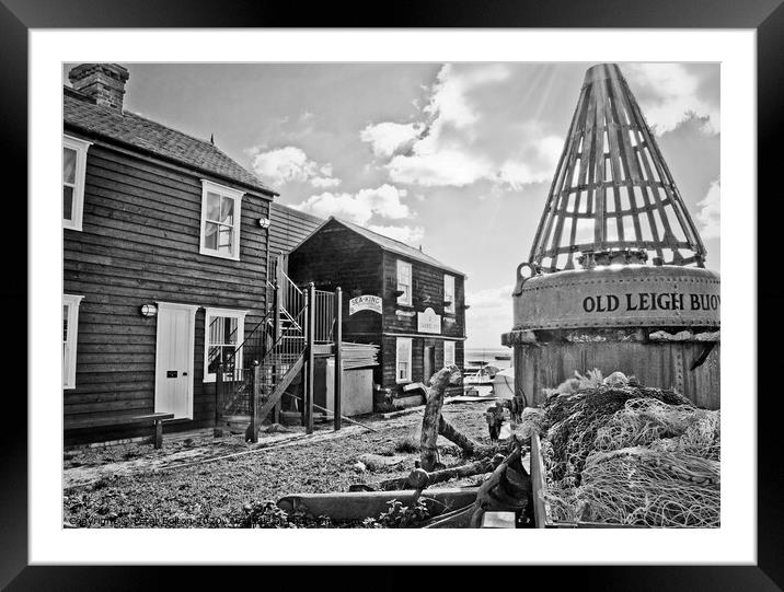 Old wooden cottages at Leigh on Sea, Essex, UK.  Framed Mounted Print by Peter Bolton