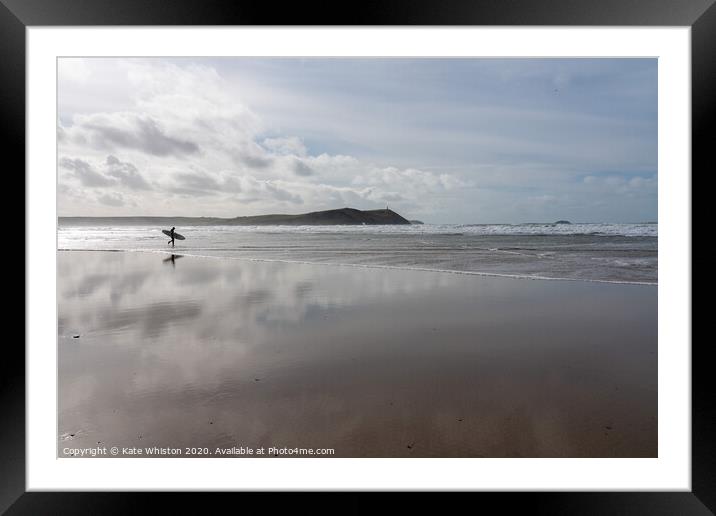 Surfer at Polzeath Framed Mounted Print by Kate Whiston