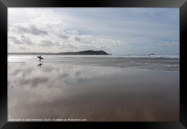 Surfer at Polzeath Framed Print by Kate Whiston