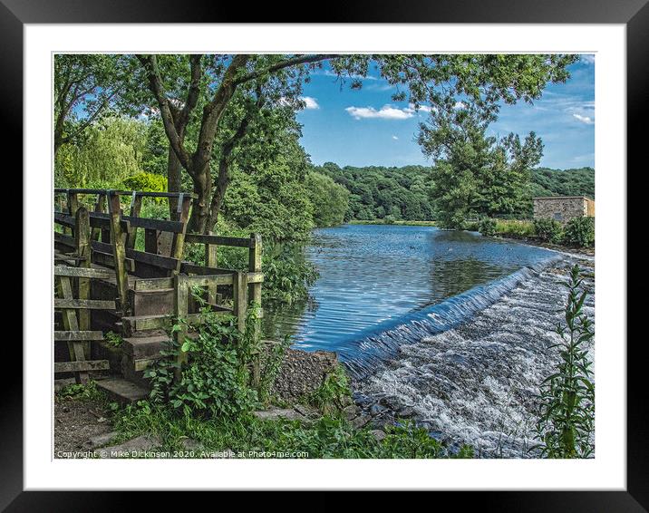 Whalley Weir on Calder River Framed Mounted Print by Mike Dickinson
