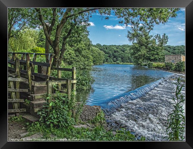 Whalley Weir on Calder River Framed Print by Mike Dickinson