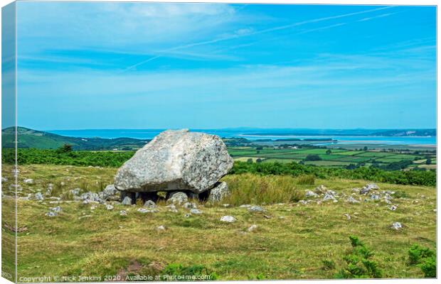 Arthurs Stone on Cefn Bryn Ridge Gower Peninsula Canvas Print by Nick Jenkins