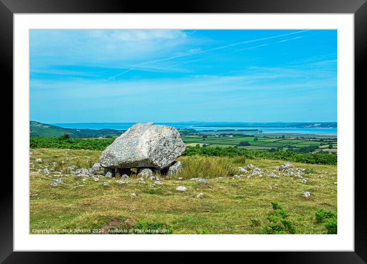Arthurs Stone on Cefn Bryn Ridge Gower Peninsula Framed Mounted Print by Nick Jenkins