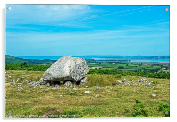Arthurs Stone on Cefn Bryn Ridge Gower Peninsula Acrylic by Nick Jenkins