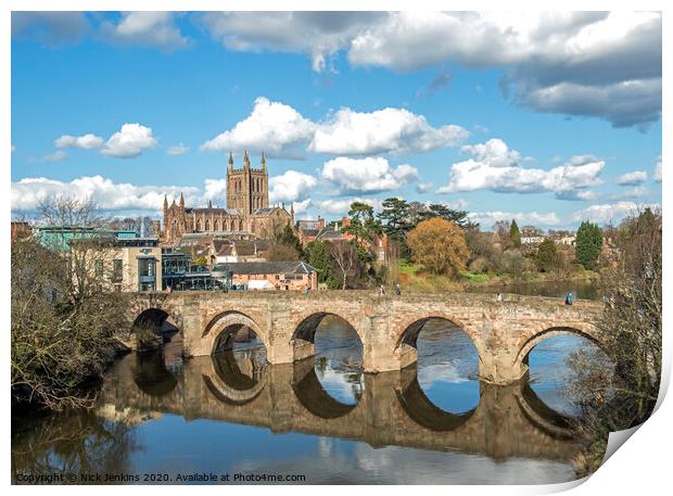 Hereford Cathedral and St. Martin's Street Bridge  Print by Nick Jenkins