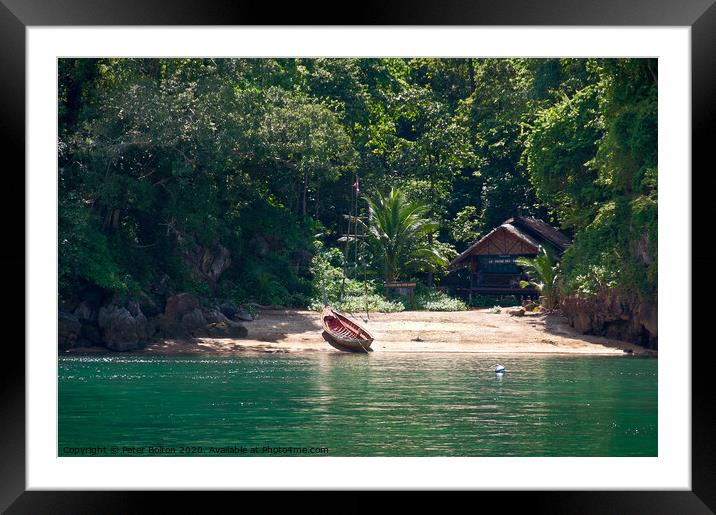 Ranger station at Phang-nga Bay, Phuket Province, Thailand Framed Mounted Print by Peter Bolton