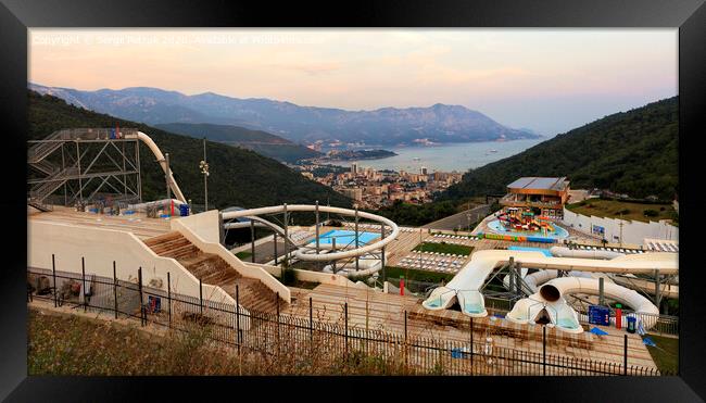 The top view of the water park of the city of Budva at dawn. Framed Print by Sergii Petruk