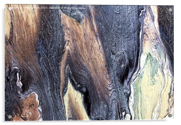 Unusual and mysterious brown, black, green and white marble texture. Polished surface. Acrylic by Sergii Petruk