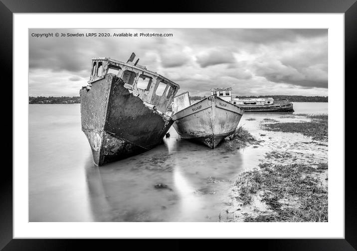 Derelict Boats at Pin Mill Framed Mounted Print by Jo Sowden