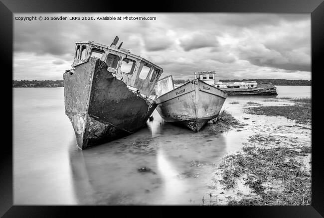 Derelict Boats at Pin Mill Framed Print by Jo Sowden