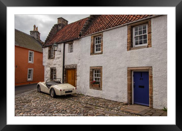 The Classic Old Village and Classic Car Framed Mounted Print by Ken Hunter