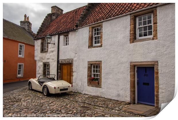 The Classic Old Village and Classic Car Print by Ken Hunter