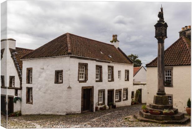 The Mercat Cross and Old Houses, Culross Canvas Print by Ken Hunter