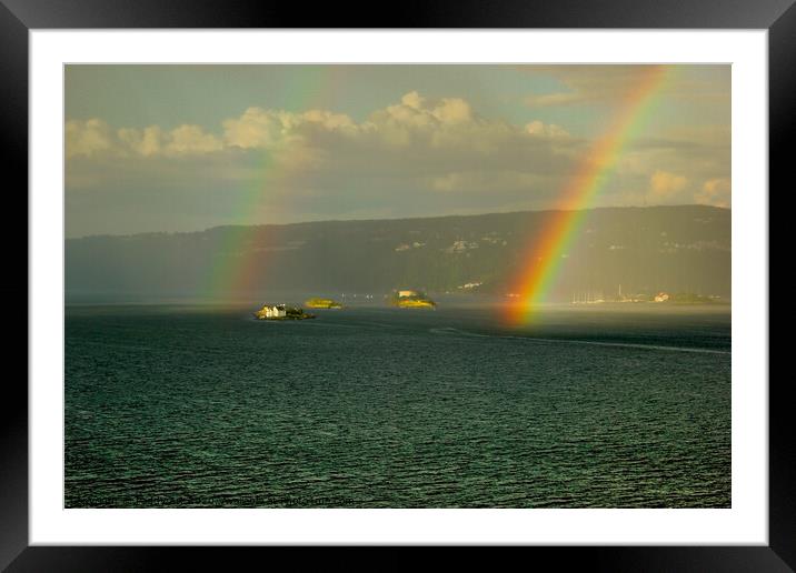 Rainbow Over the Fjord Framed Mounted Print by Paddy Art