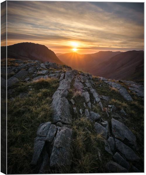 Sunset over Wasdale, The Lake District Canvas Print by Dan Ward